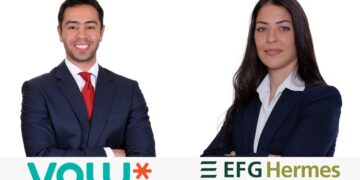 مي حمدي، مدير تنفيذي لشركة إي اف چي هيرميس و كريم رياض، الرئيس المالي لشركة ڤاليو