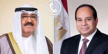 الرئيس عبد الفتاح السيسي و الشيخ مشعل الأحمد الجابر