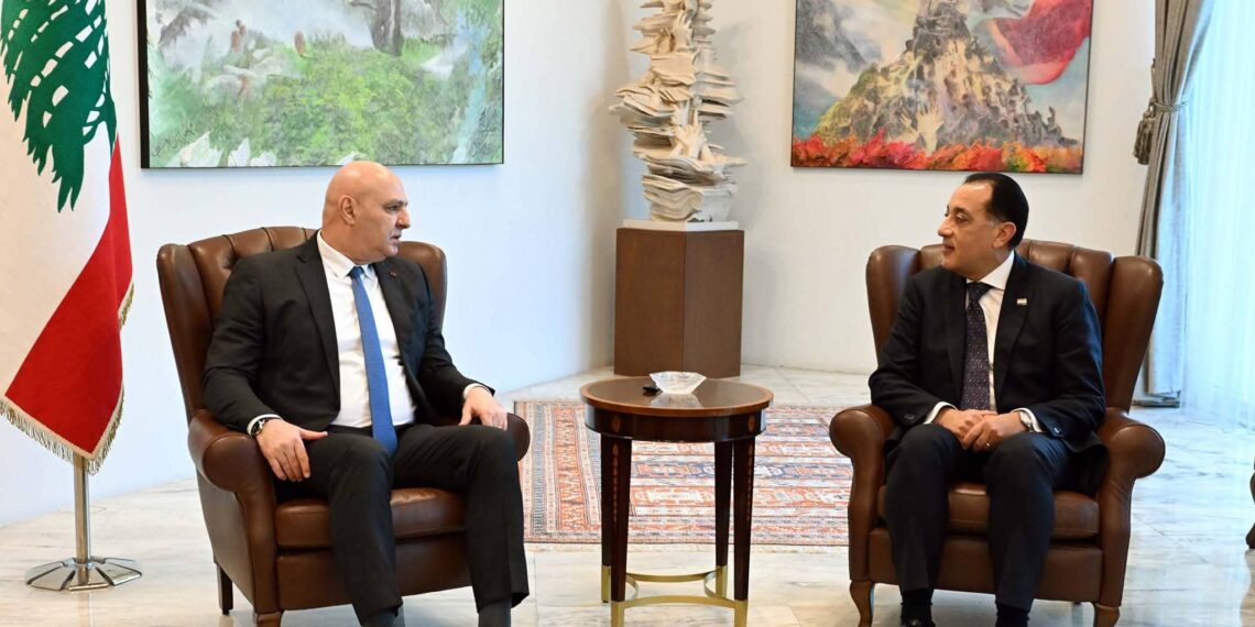 جانب من لقاء رئيس الوزراء برئيس الجمهورية اللبناني