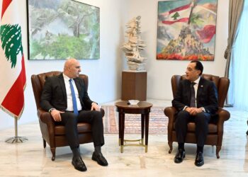 جانب من لقاء رئيس الوزراء برئيس الجمهورية اللبناني