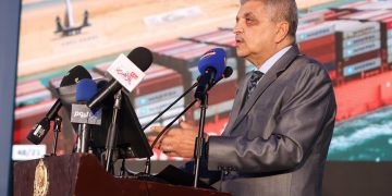 جانب من كلمة الفريق أسامة ربيع، رئيس هيئة قناة السويس