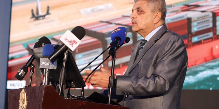 جانب من كلمة الفريق أسامة ربيع، رئيس هيئة قناة السويس